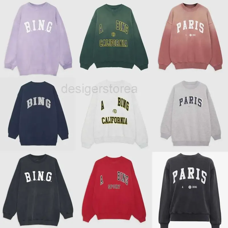 Annes Bing Women Desginer Fashion Fashion Classic Cotton Hoodies sudadera nueva Carta bordada suéter de vellón suelto sudadera c