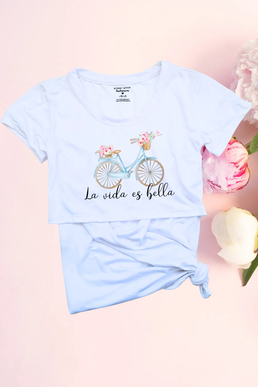 Blusa maternidad-lactancia mc estampada. La vida es bella