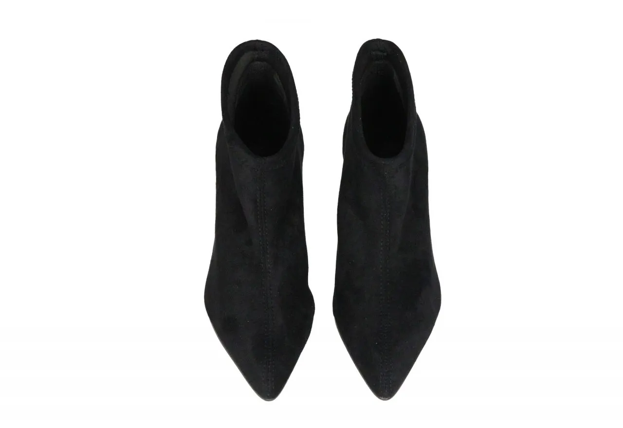 Botin Ante-licra Negro Liso Punta Pico Tacon Alto Fino