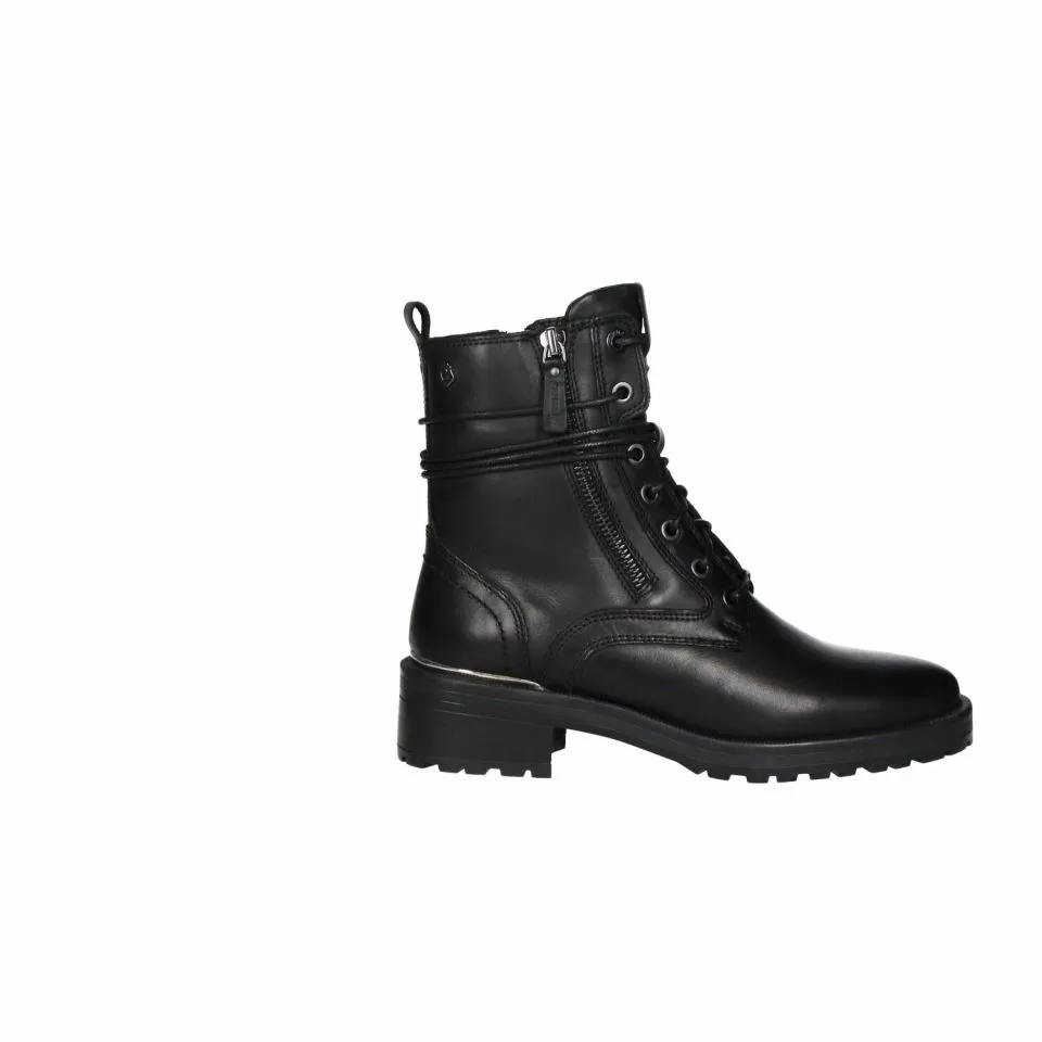 Botin Piel Negro Cremalleras Laterales y Cordon