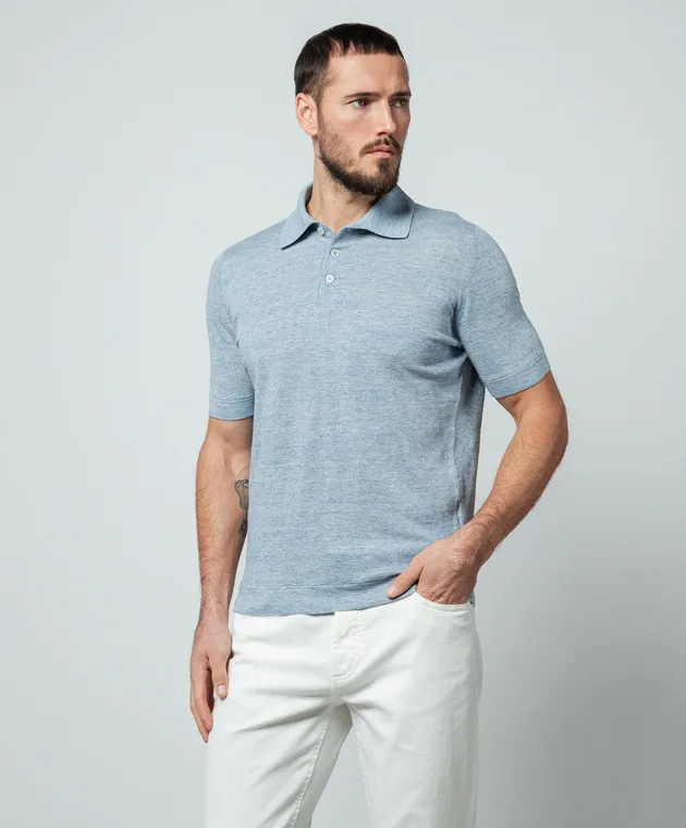 Brunello Cucinelli Blue melange polo
