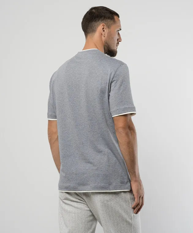 Brunello Cucinelli Gray t-shirt with layering effect