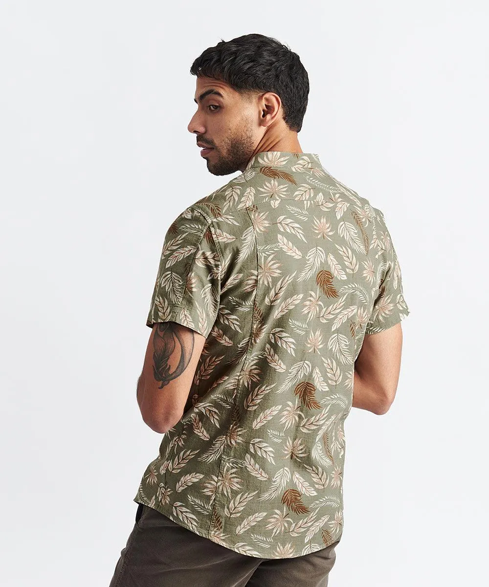 CAMISA MANGA CORTA CORTES MEDIA PECHERA OCULTA SLIM FIT ESTAMPADO VERDE PV24