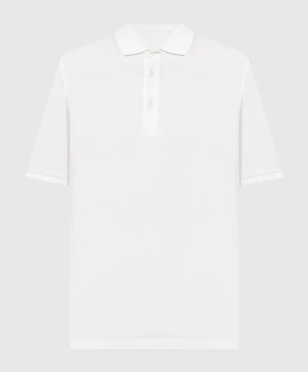 CAPOBIANCO White silk polo with logo patch