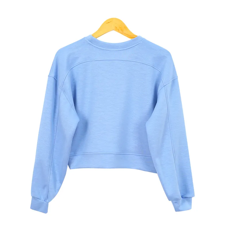 Chaqueta de yoga chaqueta diseñador suelto sudadera redonda de cuello redondo Damas de gimnasia Sportswear al aire libre Top de 