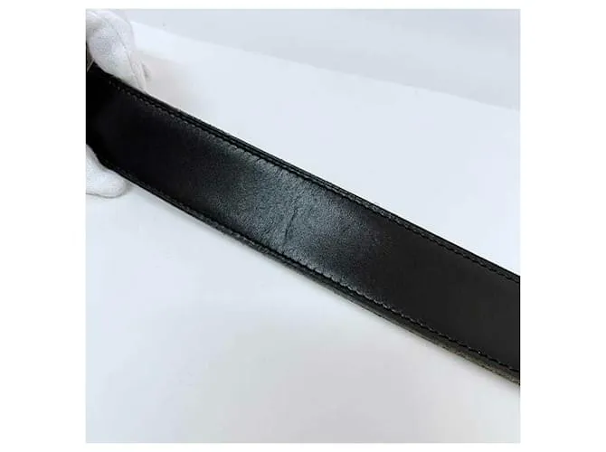 Cinturón con hebilla cuadrada Hermès Negro Camello 