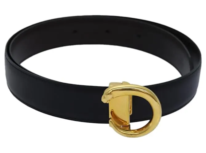 Cinturón de cuero CARTIER PANTHERE 35"" negro Auth am6644 