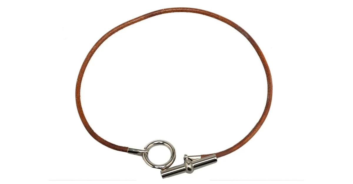 Collar Choker Glenan de cuero Hermès marrón Castaño 