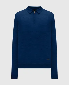 Enrico Mandelli Blue cashmere and silk polo shirt