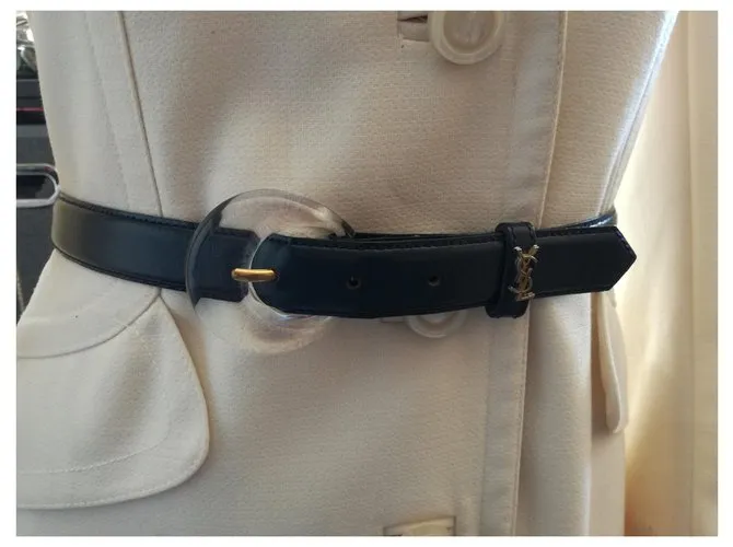 Hermoso cinturón vintage Yves Saint Laurent Azul marino 