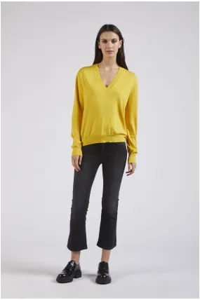 jersey de cuello en v con pliegues en los hombros sun