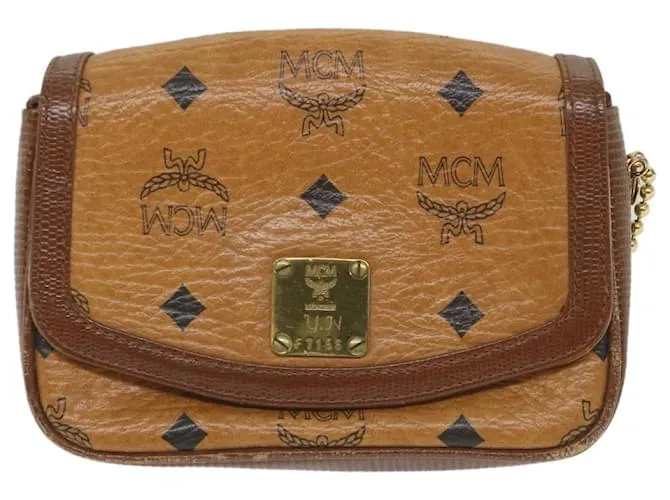 MCM Vicetos Logogram Chain Bandolera Cuero Marrón Auth ti1320 Castaño 