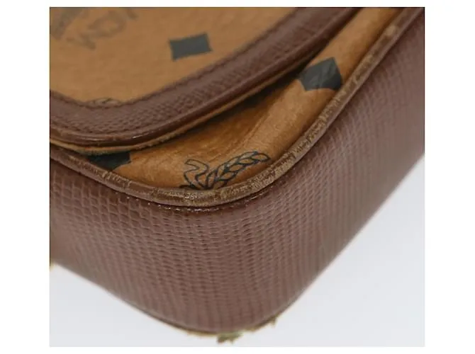MCM Vicetos Logogram Chain Bandolera Cuero Marrón Auth ti1320 Castaño 