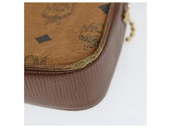 MCM Vicetos Logogram Chain Bandolera Cuero Marrón Auth ti1320 Castaño 