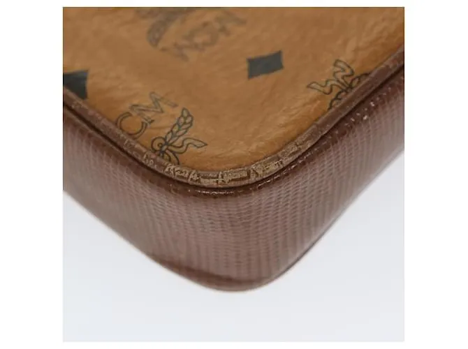 MCM Vicetos Logogram Chain Bandolera Cuero Marrón Auth ti1320 Castaño 