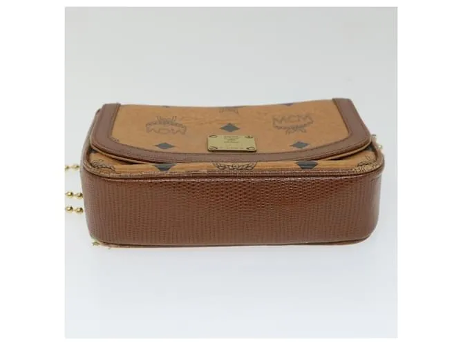 MCM Vicetos Logogram Chain Bandolera Cuero Marrón Auth ti1320 Castaño 
