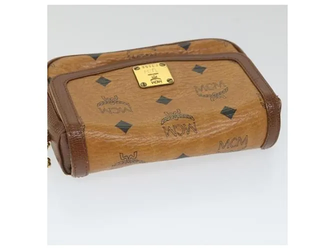 MCM Vicetos Logogram Chain Bandolera Cuero Marrón Auth ti1320 Castaño 