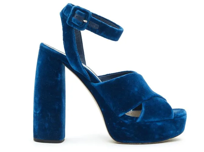 Miu Miu SANDALIAS TOP AZUL DE TERCIOPELO DE LA UE40 