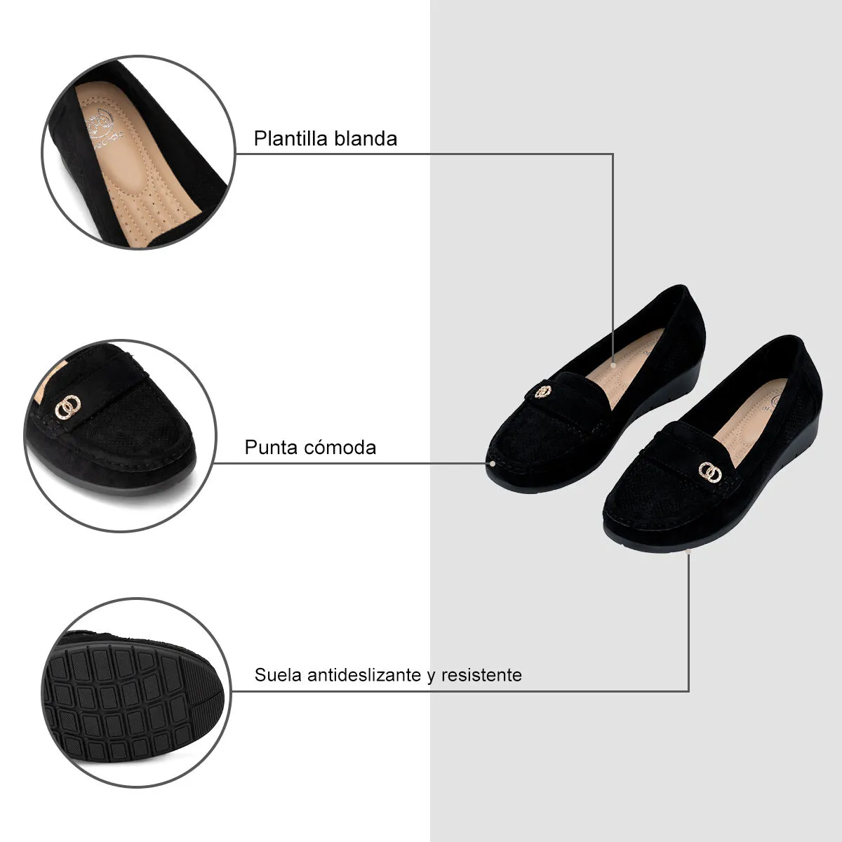 Mocasin Nieves Negro Weide