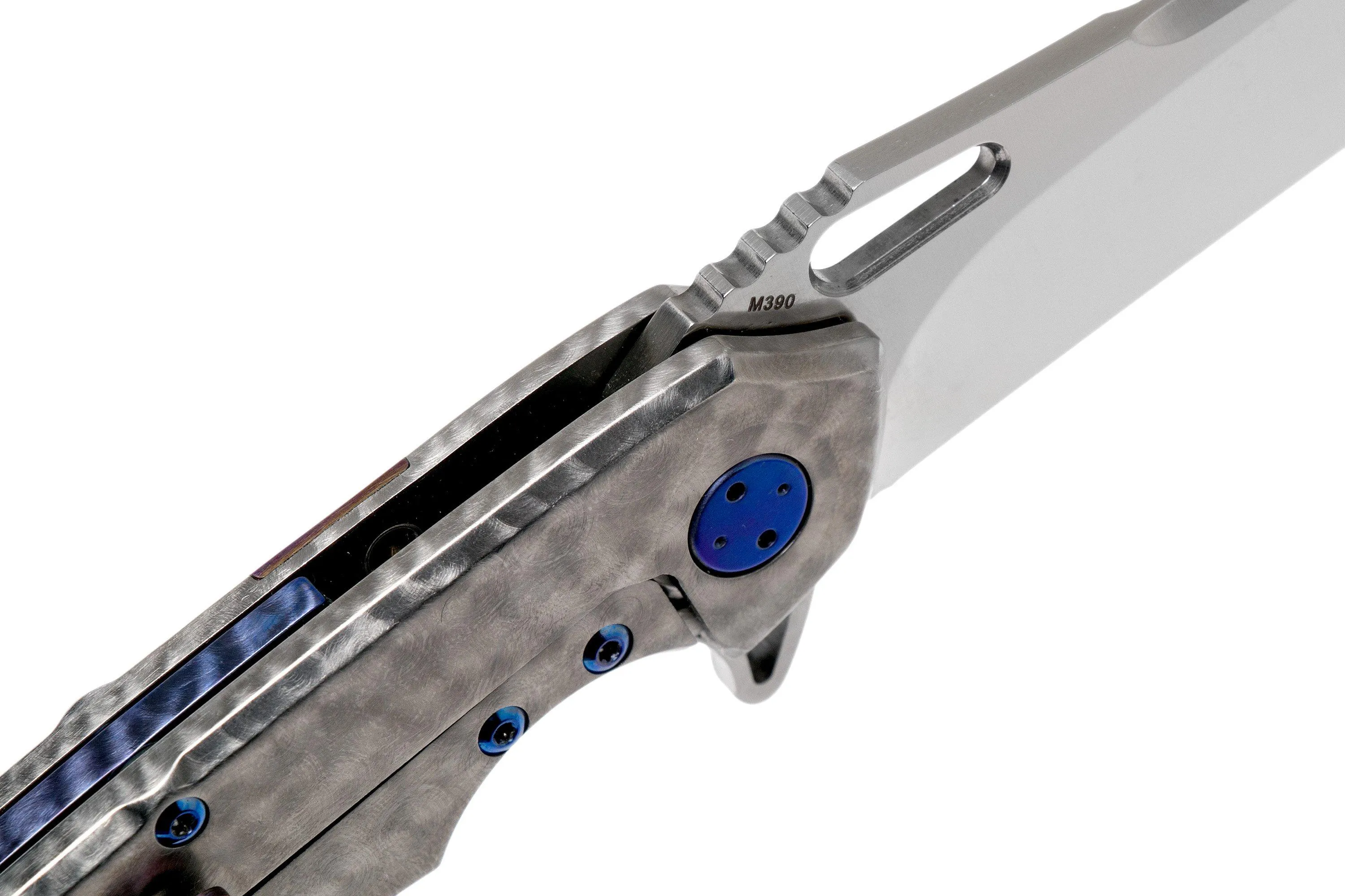 Olamic Wayfarer 247 Tanto Satin, Jeweled Handle Timascus Inlay, Blue hardware