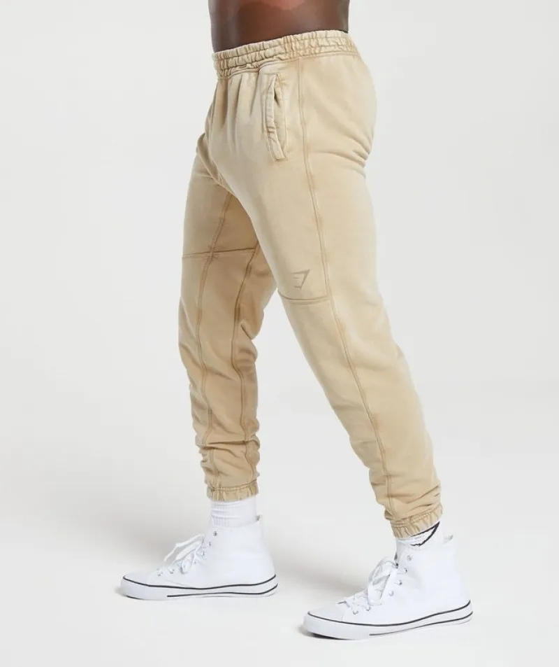 Pantalones Gymshark Heritage Joggers Beige | 675019-FLY