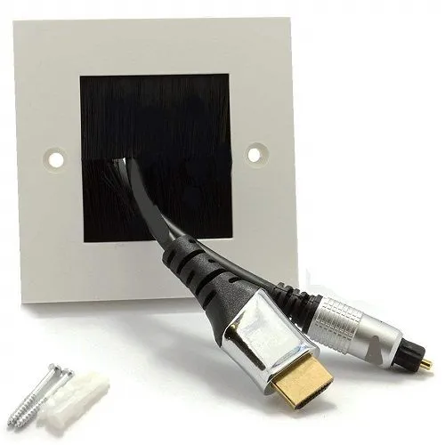 Placa Frontal Para Salida Cable Pared  Negro