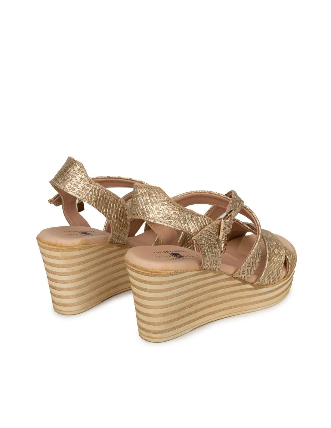 Sandalias Cuña Metalizadas Dorado