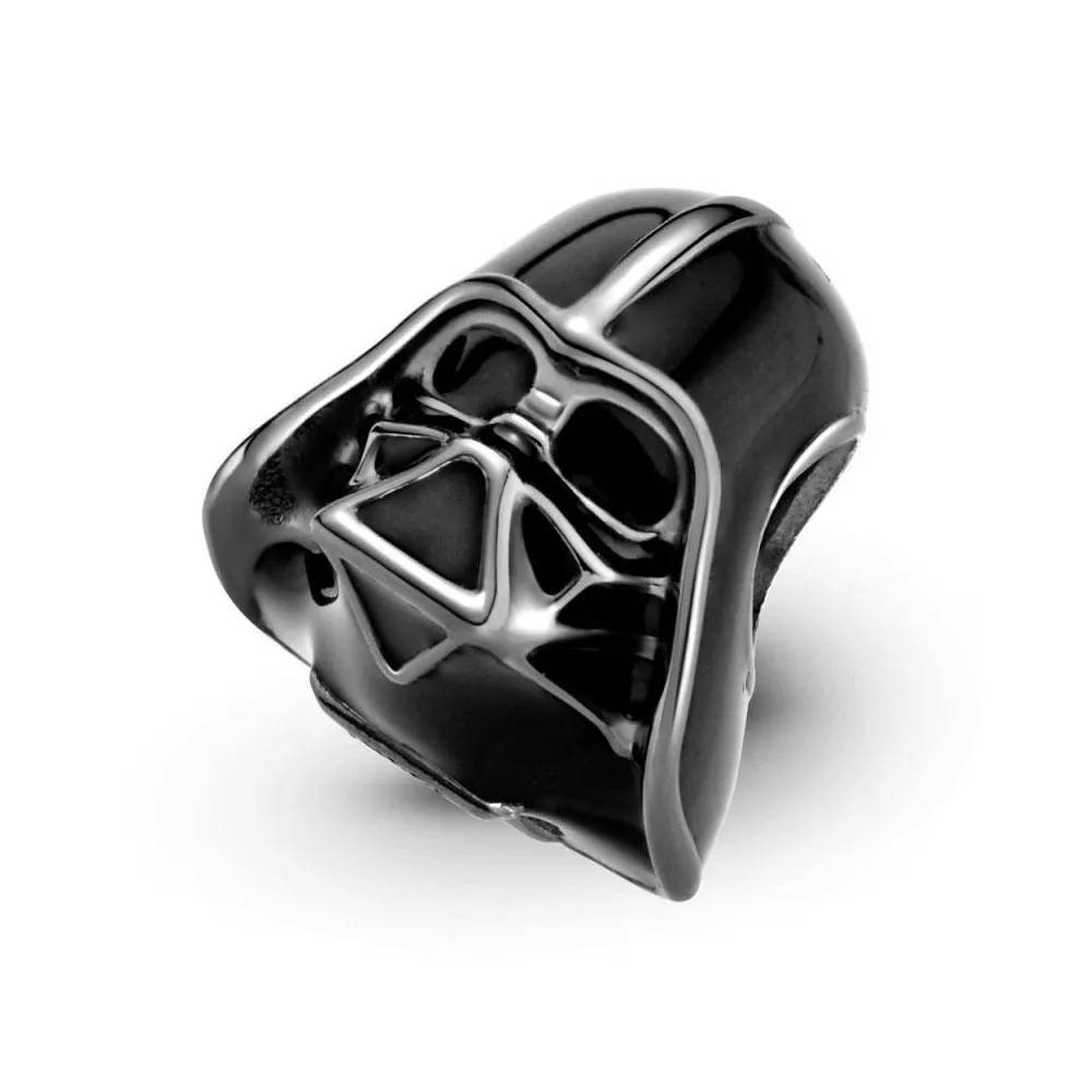 Star Wars DARTH VADER Charm de plata de ley oxidada con esmalte negro