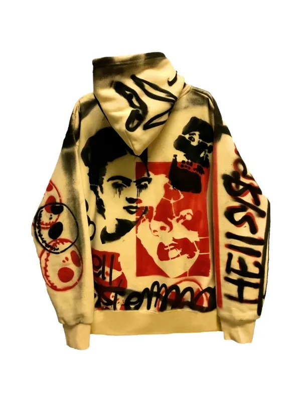 Sudadera con capucha extragrande con estampado de grafiti Tie Dye para hombre