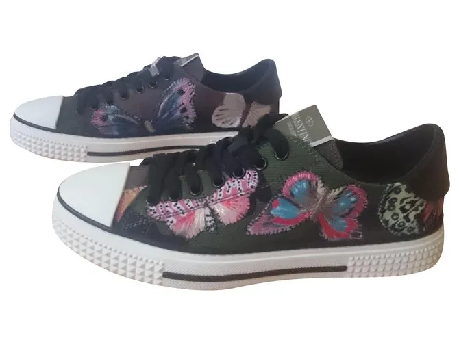 Valentino Garavani Zapatillas Valentino Camubutterfly, tamaño 39 Caqui 