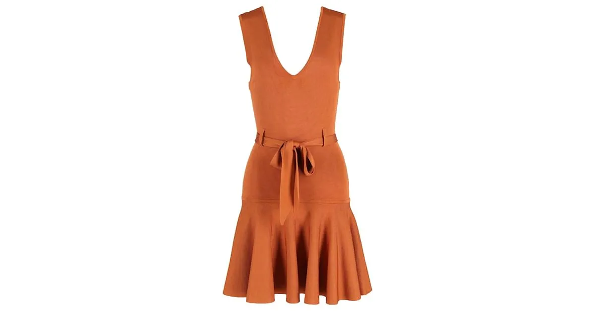 Vestido Mini Ponte Cinturón Zimmermann en Viscosa Camel Amarillo Camello 