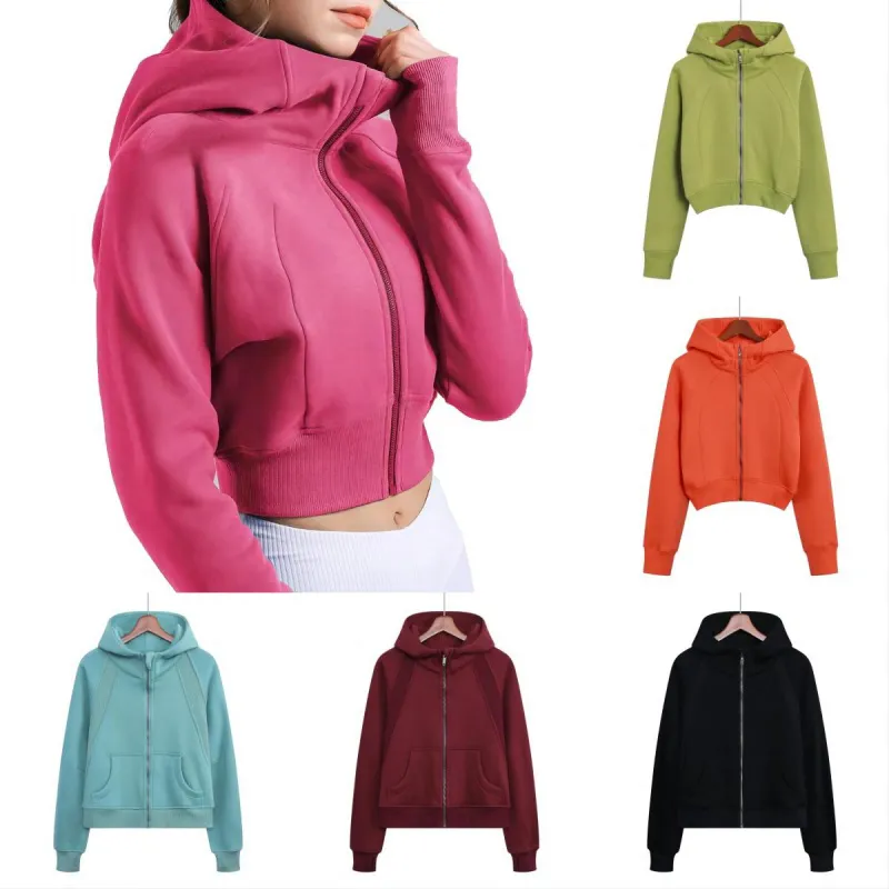 Yoga trajes de yoga scubas sudadera con capucha media zip femenina de otoño de otoño suéter deportivo gimnasia suelta gimnasia f