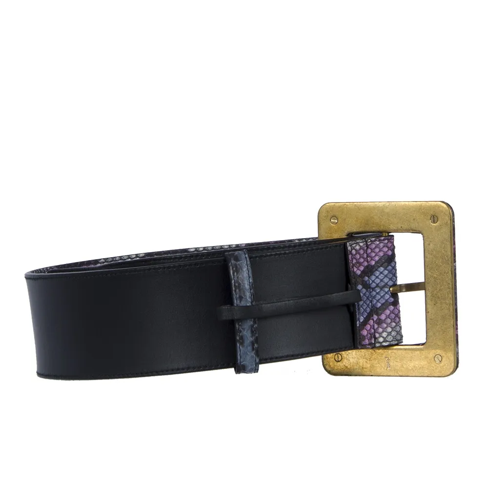 YSL Cinturón Ancho Pitón Azul T 75