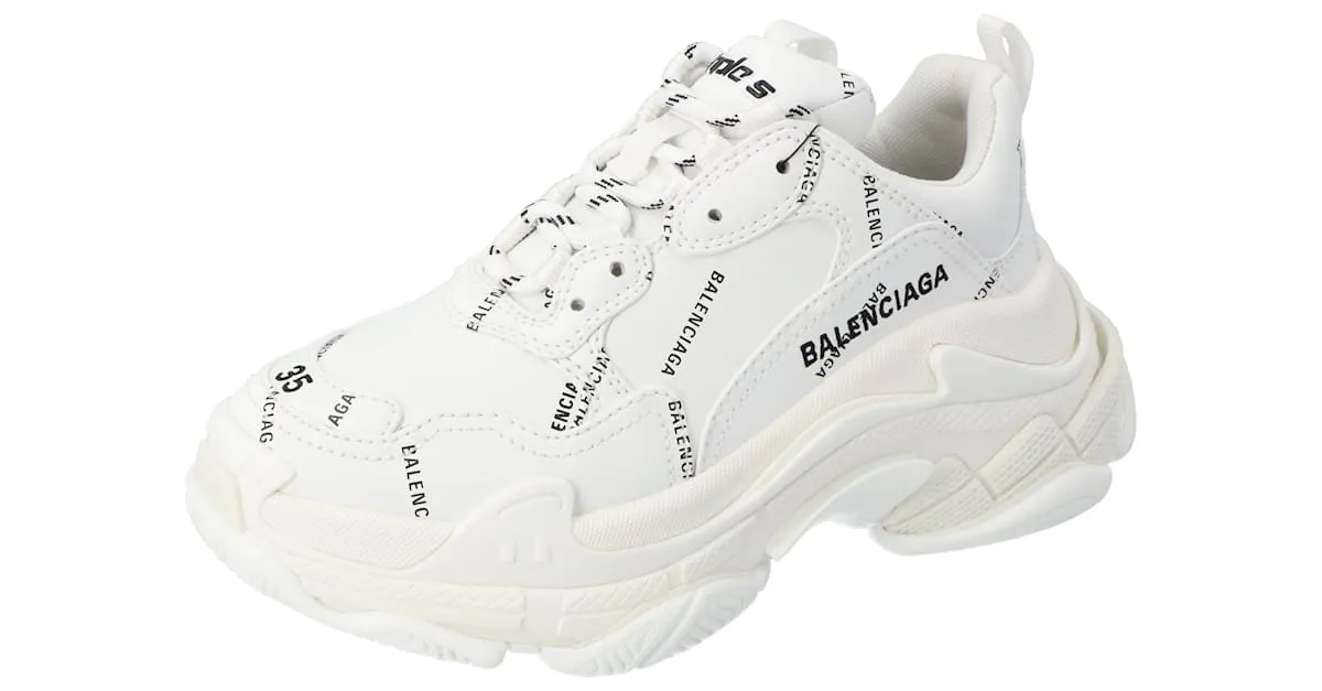 Zapatillas Triple S Mujer Balenciaga Logo Allover Blanco 
