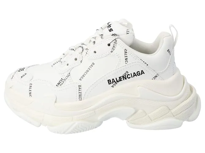 Zapatillas Triple S Mujer Balenciaga Logo Allover Blanco 