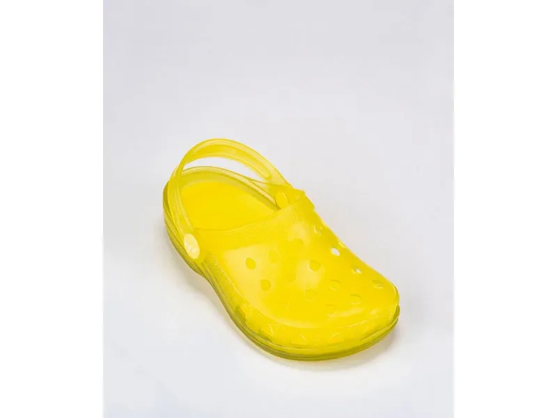ZUECO TRANSLUCIDO POPPY IGOR EN COLOR AMARILLO, AZUL-VERDE, AGUAMARINA O BLANCO-TURQUESA